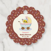 かわいいベビードーナツ漫画の赤ちゃんシャワーと散水 フェイバータグ (裏面)