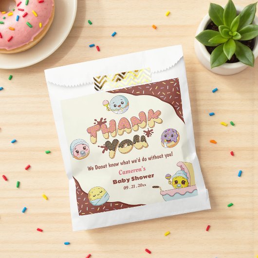 かわいいベビードーナツ漫画の赤ちゃんシャワーと散水 フェイバーバッグ