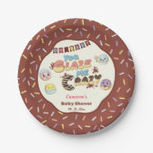 かわいいベビードーナツ漫画の赤ちゃんシャワーと散水 ペーパープレート (正面)