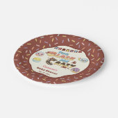 かわいいベビードーナツ漫画の赤ちゃんシャワーと散水 ペーパープレート (アングル)