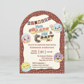 かわいいベビードーナツ漫画の赤ちゃんシャワーと散水 招待状 (スタンド正面)