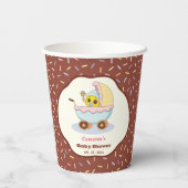 かわいいベビードーナツ漫画の赤ちゃんシャワーと散水 紙コップ (裏面)