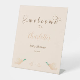 かわいいベビードーブのベビーシャワー歓迎 台座サイン