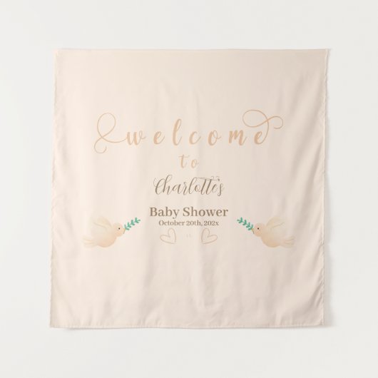 かわいいベビードーブ ベビーシャワータペストリー タペストリー (正面)