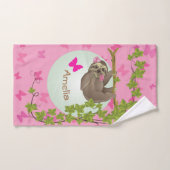 かわいいベビーナマケモノとピンクの蝶バスタオルS バスタオルセット (ハンドタオル)