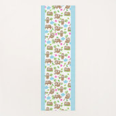 かわいいベビーナマケモノと青い白い水玉模様 ヨガマット (正面)