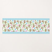 かわいいベビーナマケモノと青い白い水玉模様 ヨガマット (正面(横))