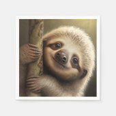 かわいいベビーナマケモノ笑顔の野生動物自然動物 スタンダードカクテルナプキン (正面)