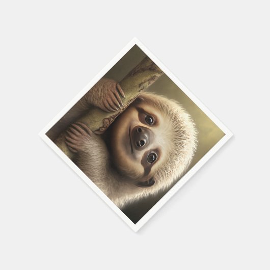 かわいいベビーナマケモノ笑顔の野生動物自然動物 スタンダードカクテルナプキン (角)