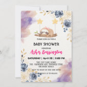 かわいいベビーナマズカラフルフラワーベビーシャワーパーティー 招待状 (正面)
