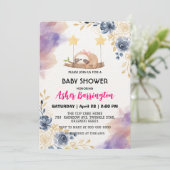 かわいいベビーナマズカラフルフラワーベビーシャワーパーティー 招待状 (スタンド正面)