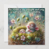 かわいいベビーネズミ花詩篇イースター シーズンカード (正面)