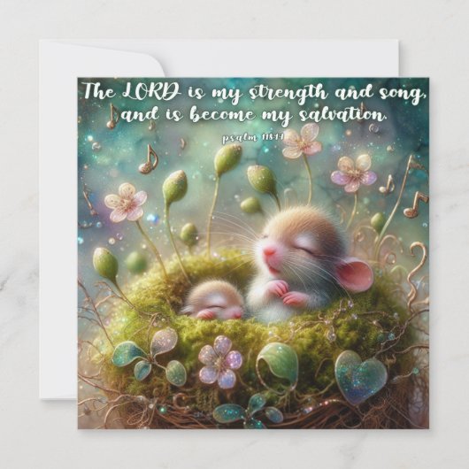 かわいいベビーネズミ花詩篇イースター シーズンカード (正面)