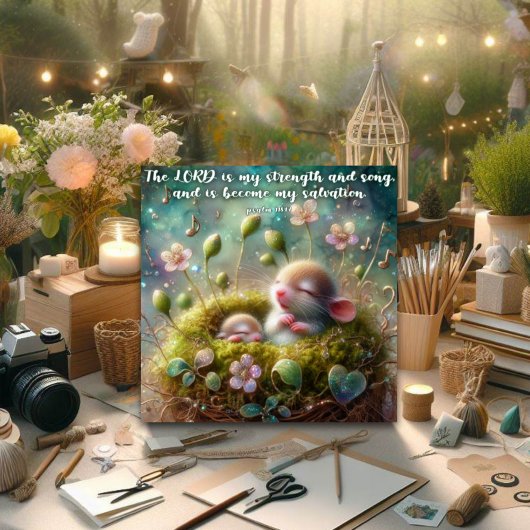 かわいいベビーネズミ花詩篇イースター シーズンカード