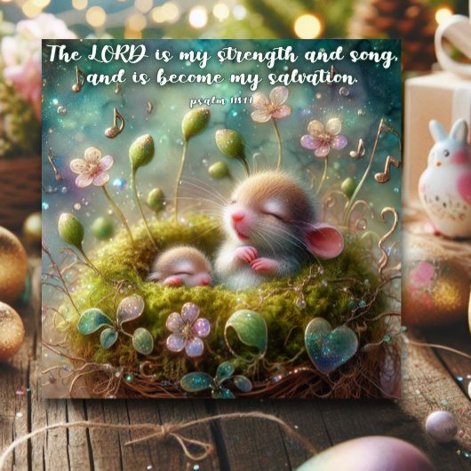 かわいいベビーネズミ花詩篇イースター シーズンカード