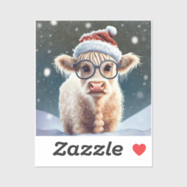 かわいいベビーハイランドカウインザスノー シール