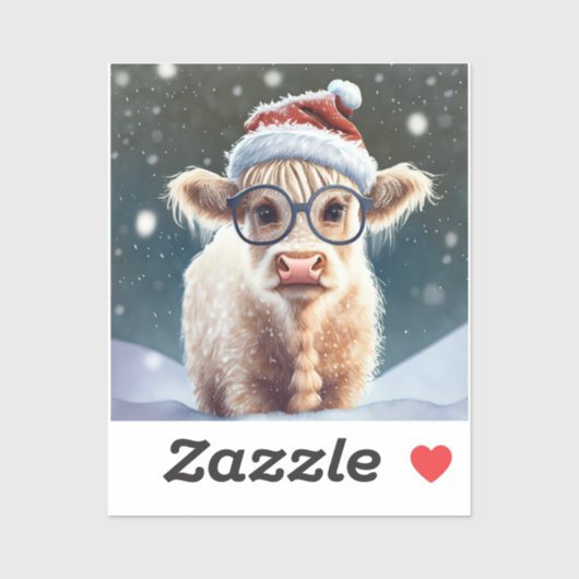 かわいいベビーハイランドカウインザスノー シール (シート)