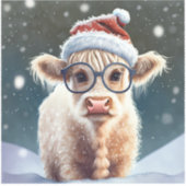 かわいいベビーハイランドカウインザスノー シール (正面)