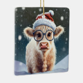 かわいいベビーハイランドカウインザスノー セラミックオーナメント (右)