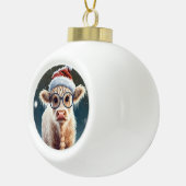 かわいいベビーハイランドカウインザスノー セラミックボールオーナメント (右)