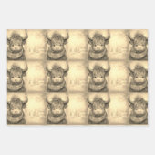 かわいいベビーハイランドカウウィンタークリスマス ラッピングペーパーシート (正面2)