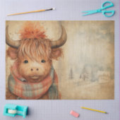 かわいいベビーハイランドカウウィンタークリスマス 薄葉紙 (クラフト)