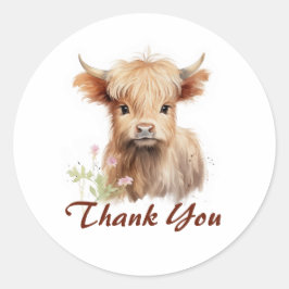 かわいいベビーハイランドカウズ春の花 パーソナライズされた ラウンドシール