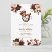 かわいいベビーハイランドカウズ |誕生日ティーパーティー 招待状 (スタンド正面)