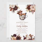 かわいいベビーハイランドカウズ |誕生日ティーパーティー 招待状 (正面)