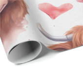 かわいいベビーハイランドカウバレンタインハートパターン1 ラッピングペーパー (ロールコーナー)