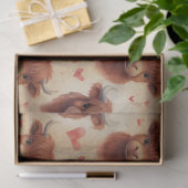 かわいいベビーハイランドカウバレンタインハートパターン 薄葉紙 (ギフト)