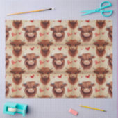 かわいいベビーハイランドカウバレンタインハートパターン 薄葉紙 (クラフト)