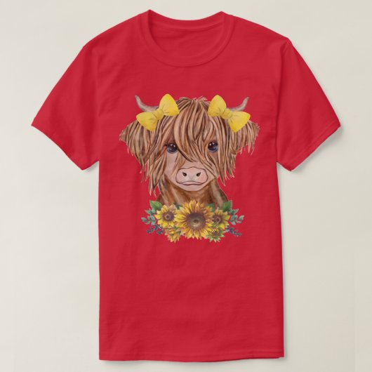 かわいいベビーハイランドカウヒマワラファーム農家 Tシャツ (デザイン正面)