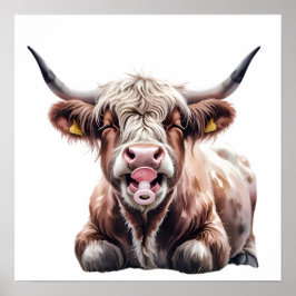 かわいいベビーハイランドカウフラワーズファーム子供部屋 ポスター