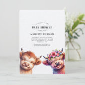 かわいいベビーハイランド牛ベビーシャワー招待状 (スタンド正面)