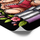 かわいいベビーハイランド読牛と本の虫 ポスター (角)