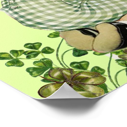 かわいいベビーハギングラビットアイリッシュサンパトリックの日 ポスター (角)