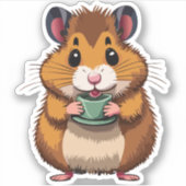 かわいいベビーハムスター漫画のキャラクター シール (正面)