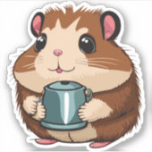 かわいいベビーハムスター漫画のキャラクター シール (正面)