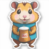 かわいいベビーハムスター漫画のキャラクター シール (正面)