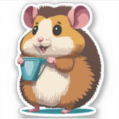 かわいいベビーハムスター漫画のキャラクター シール (正面)