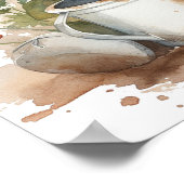 かわいいベビーハリネズミの花と庭の水色 ポスター (角)