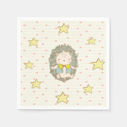 かわいいベビーハリネズミ男の赤ちゃんシャワースウィート スタンダードカクテルナプキン (正面)