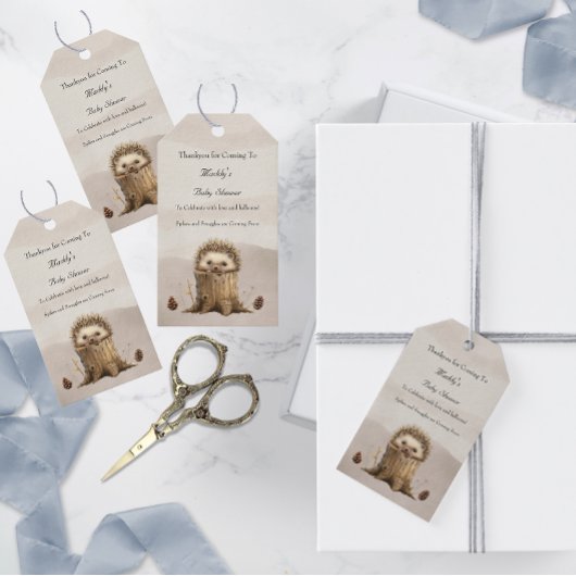 かわいいベビーハリネズミ赤ちゃんシャワー ギフトタグ