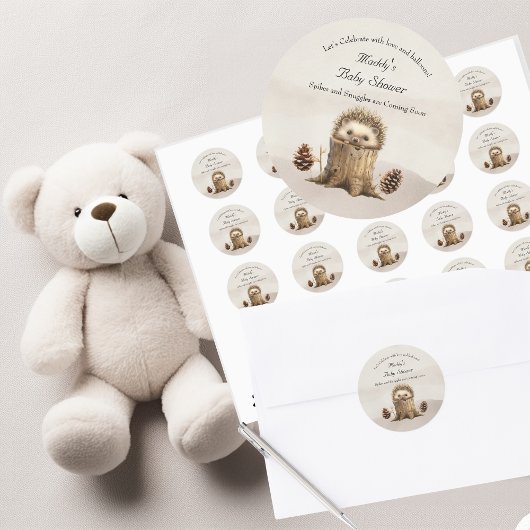 かわいいベビーハリネズミ赤ちゃんシャワー ラウンドシール