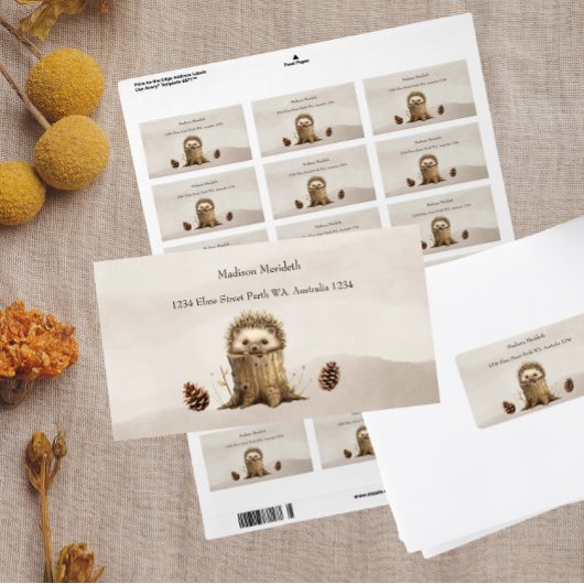 かわいいベビーハリネズミ赤ちゃんシャワー ラベル