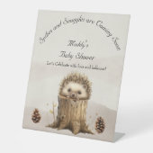 かわいいベビーハリネズミ赤ちゃんシャワー 台座サイン (正面)