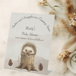 かわいいベビーハリネズミ赤ちゃんシャワー 台座サイン