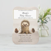 かわいいベビーハリネズミ赤ちゃんシャワー 招待状 (スタンド正面)