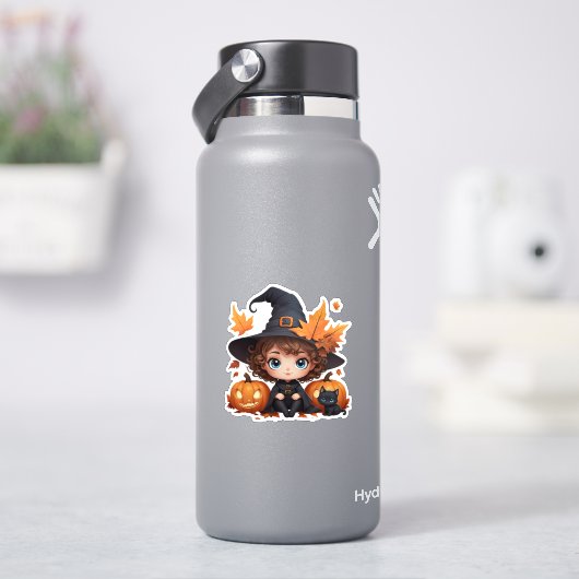 かわいいベビーハロウィーン魔女カボチャのデザイン シール (HydroFlask)